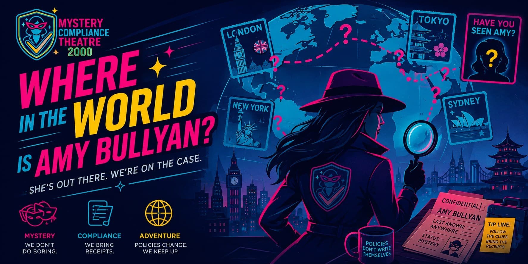 Mystery Compliance Theatre 2000 case board